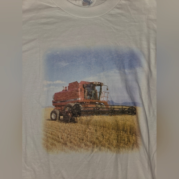 NWOT VINTAGE 90'S MEN'S HANES BEEFY-T TEE WHITE T-SHIRT 100% COTTON Case IH - Picture 5 of 14